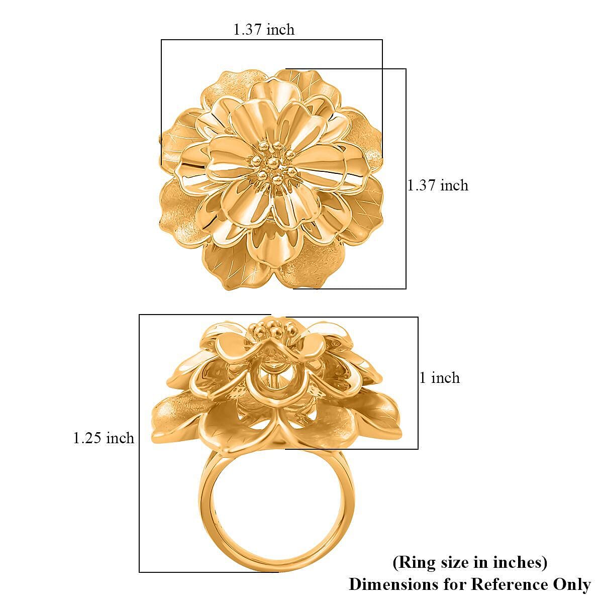 24K Yellow Gold Electroform Floral Ring (Size 8.0) 7 Grams image number 5
