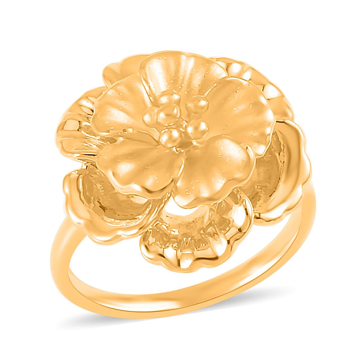 24K Yellow Gold Floral Ring 1.70 Grams (Del. in 5-7 Days) image number 0