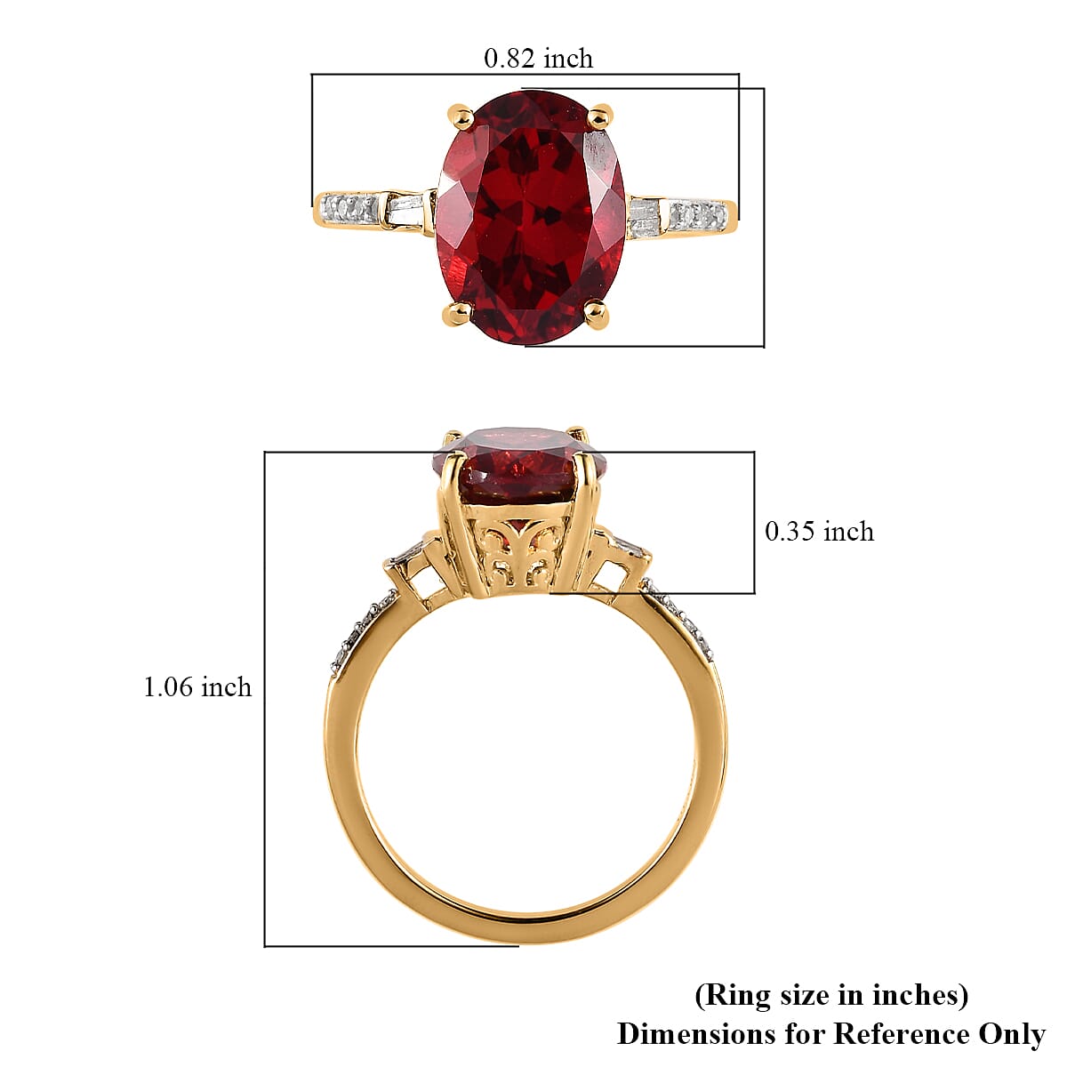 Lab Created Padparadscha Sapphire and Diamond Ring in Vermeil Yellow Gold Over Sterling Silver (Size 10.0) 5.75 ctw