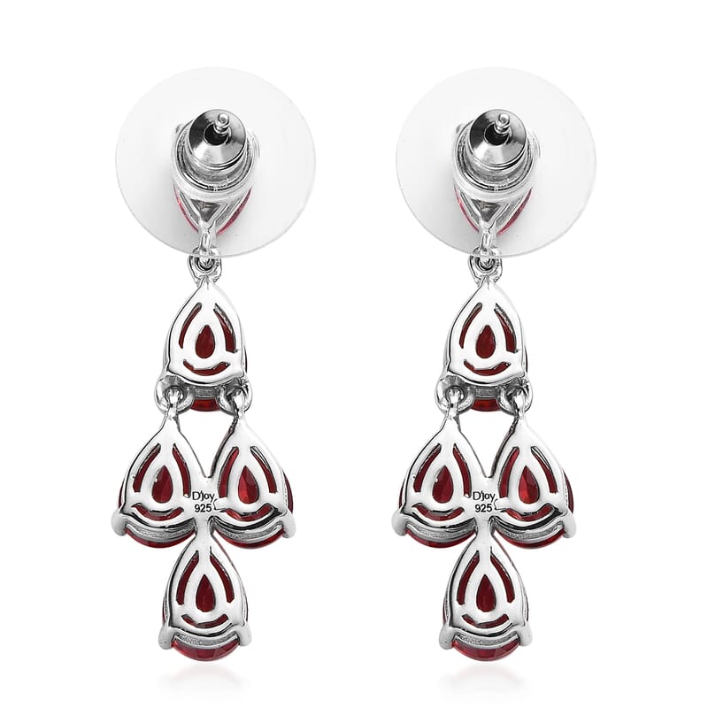 Lab Created Padparadscha Sapphire Chandelier Earrings in Platinum Over Sterling Silver 11.25 ctw
