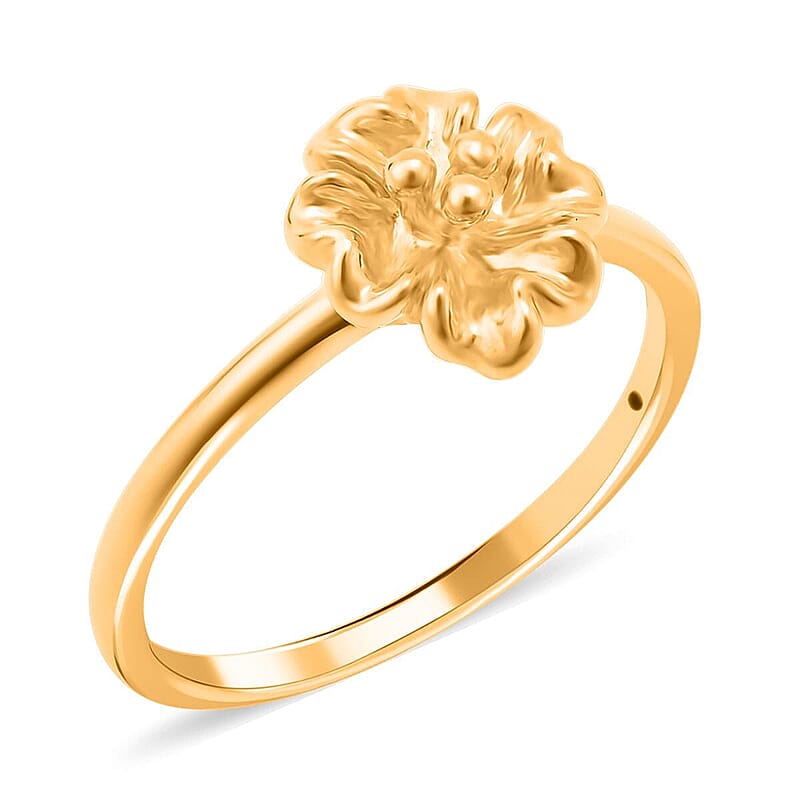 Electroform 24K Yellow Gold Floral Ring 1 Gram(Size 6.0)