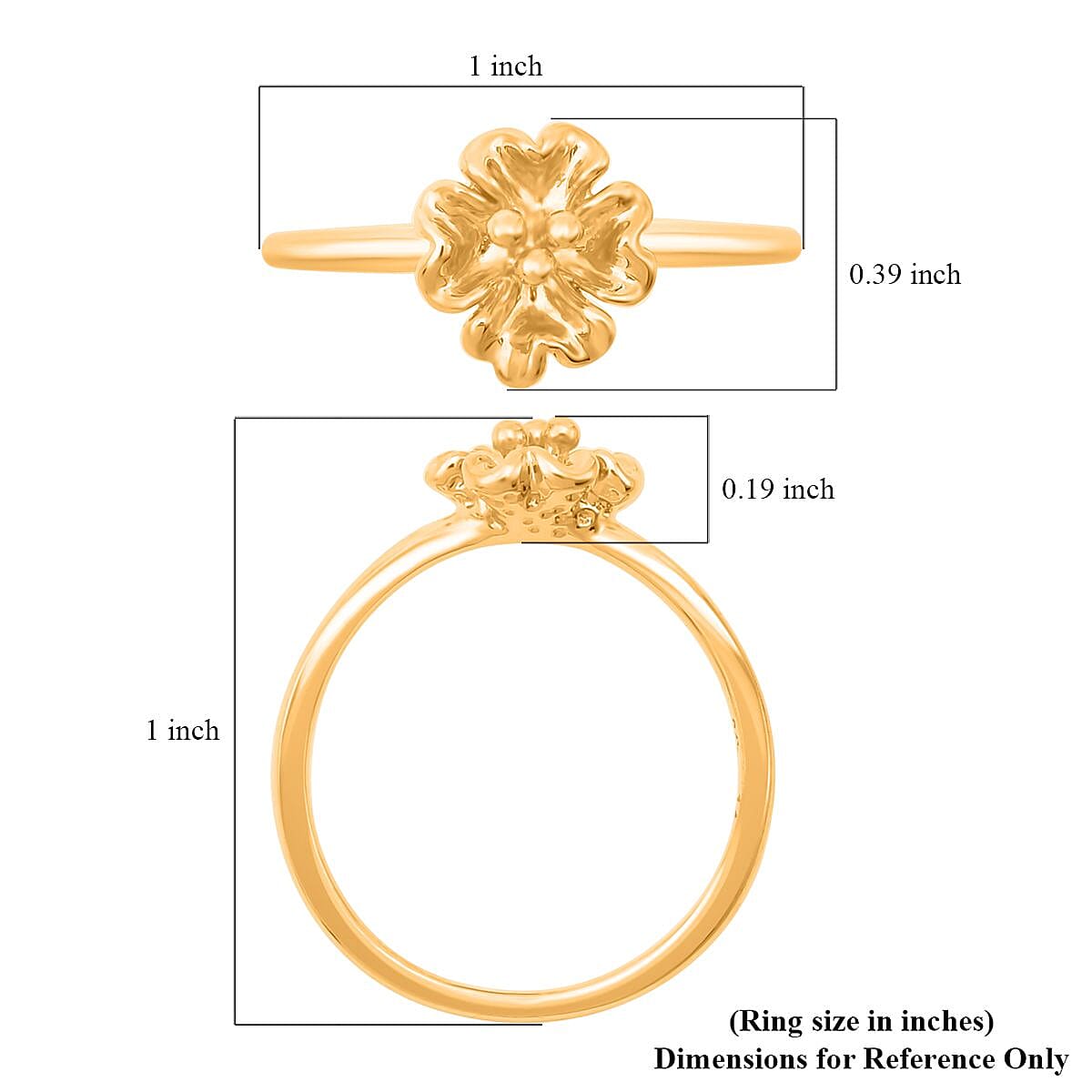Doorbuster 24K Yellow Gold Electroform Floral Ring, Promise Rings (Size 6.0) 1 Grams image number 5