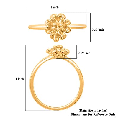 Electroform 24K Yellow Gold Floral Ring 1 Gram(Size 6.0)