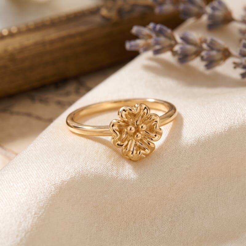 Electroform Floral Ring in 24K Yellow Gold (Size 7.0) 1 Grams