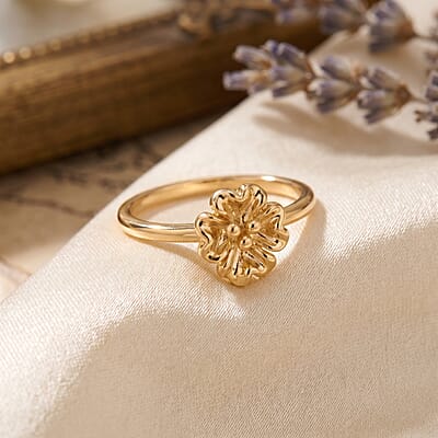 Electroform 24K Yellow Gold Floral Ring 1 Gram(Size 8.0)