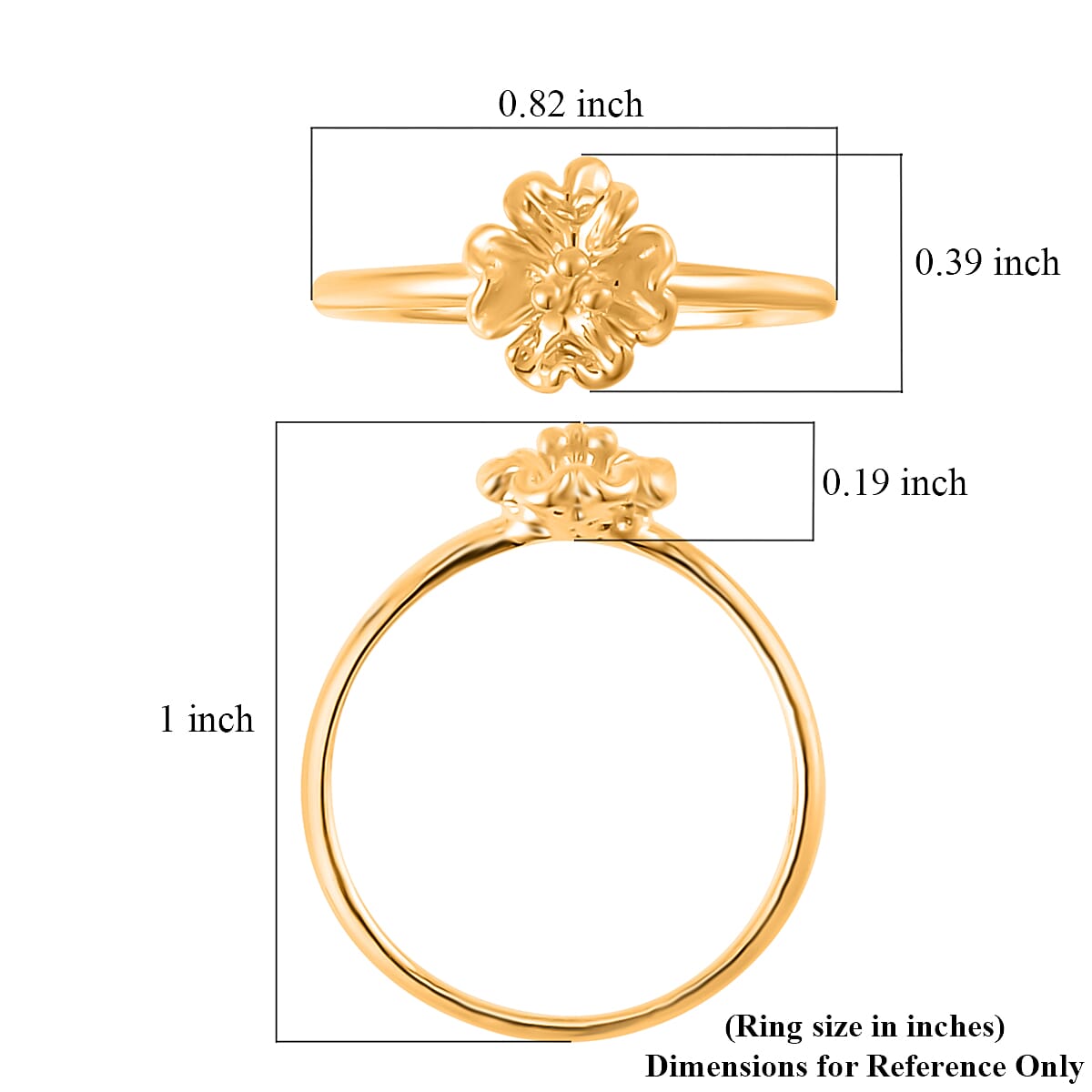 Electroform 24K Yellow Gold Floral Ring 1 Gram(Size 9.0) image number 5