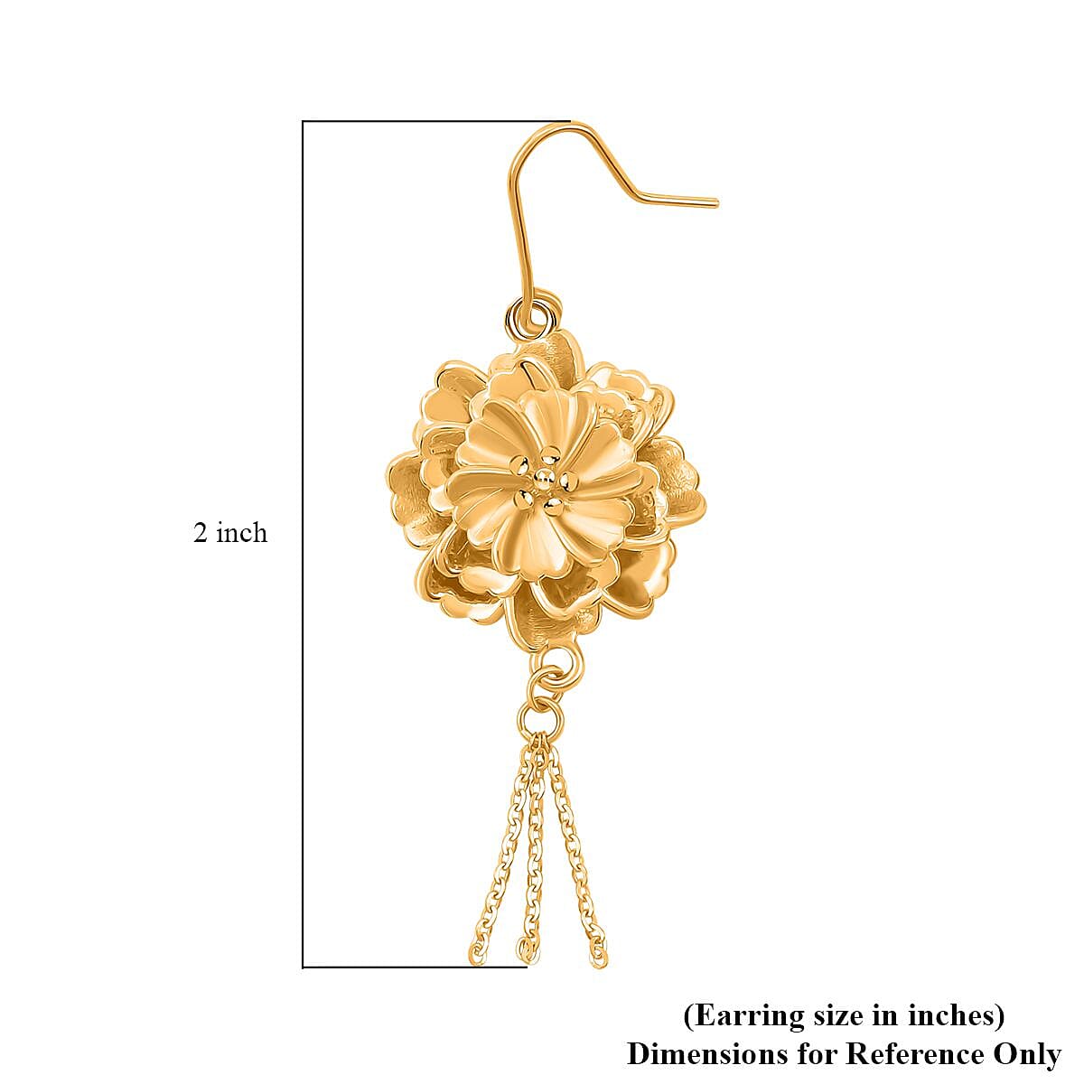 24K Yellow Gold Floral Tassel Earrings 4.75 Grams image number 3