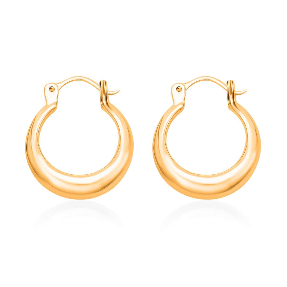 24K Yellow Gold Electroform Hoop Earrings 6.15 Grams image number 3