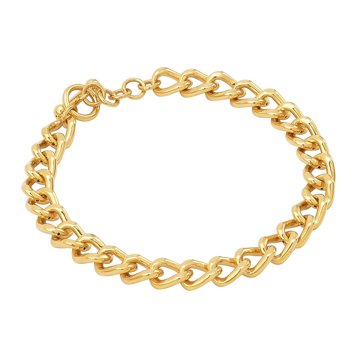 24K Yellow Gold Electroform 7.5mm Curb Bracelet (7.25 In) 9.15 Grams image number 1