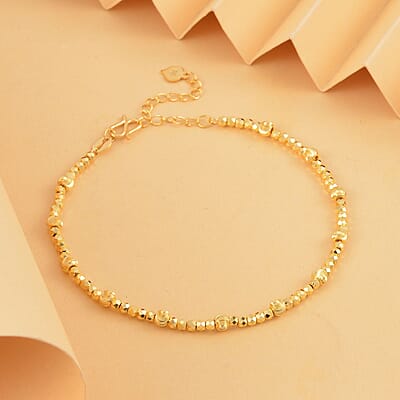 24K Yellow Gold 3.5mm Beaded Bracelet (6.50-8.00In) 5.40 Grams