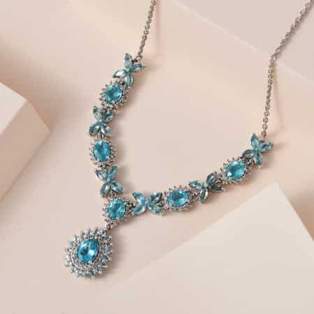 Silver gold plated paraiba lariat necklace set