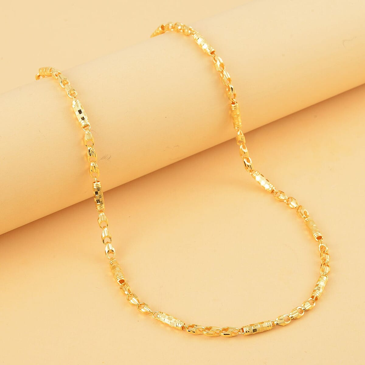 24K Yellow Gold Electroform 4mm Link Chain Necklace 24 Inches 17.85 Grams image number 1