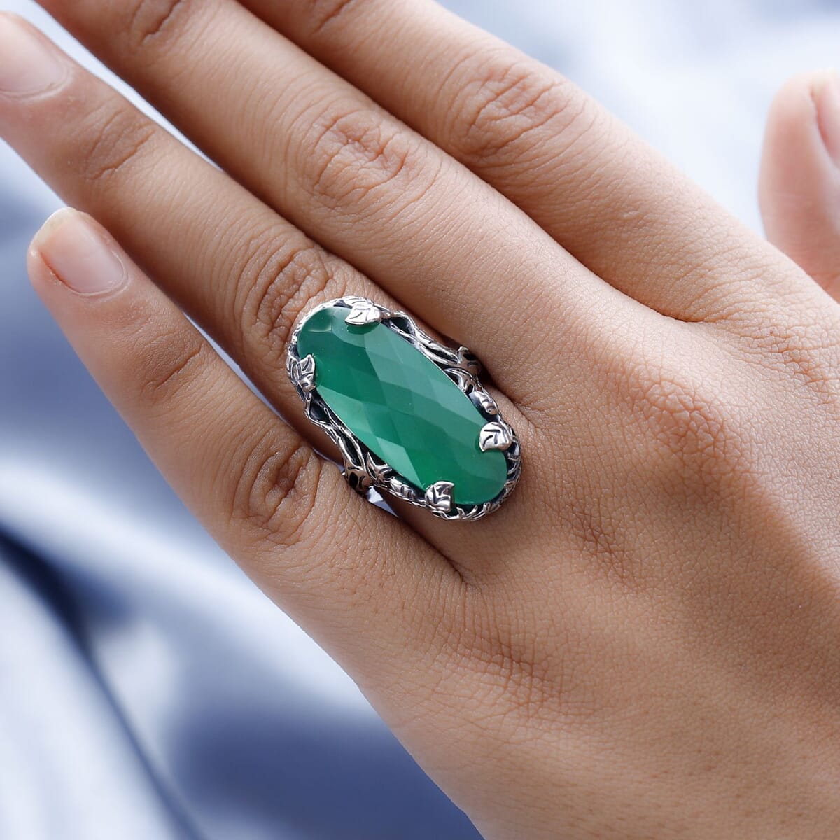 Artisan Crafted Verde Onyx Ring in Sterling Silver 14.65 ctw image number 2