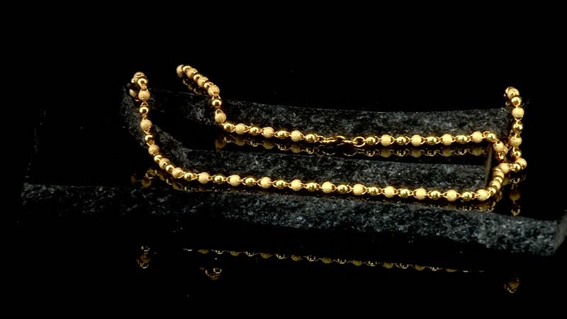 Ankur Treasure Chest Electroform 4mm Textured Beaded Necklace in 24K Yellow Gold 14.65 Grams 18 Inches