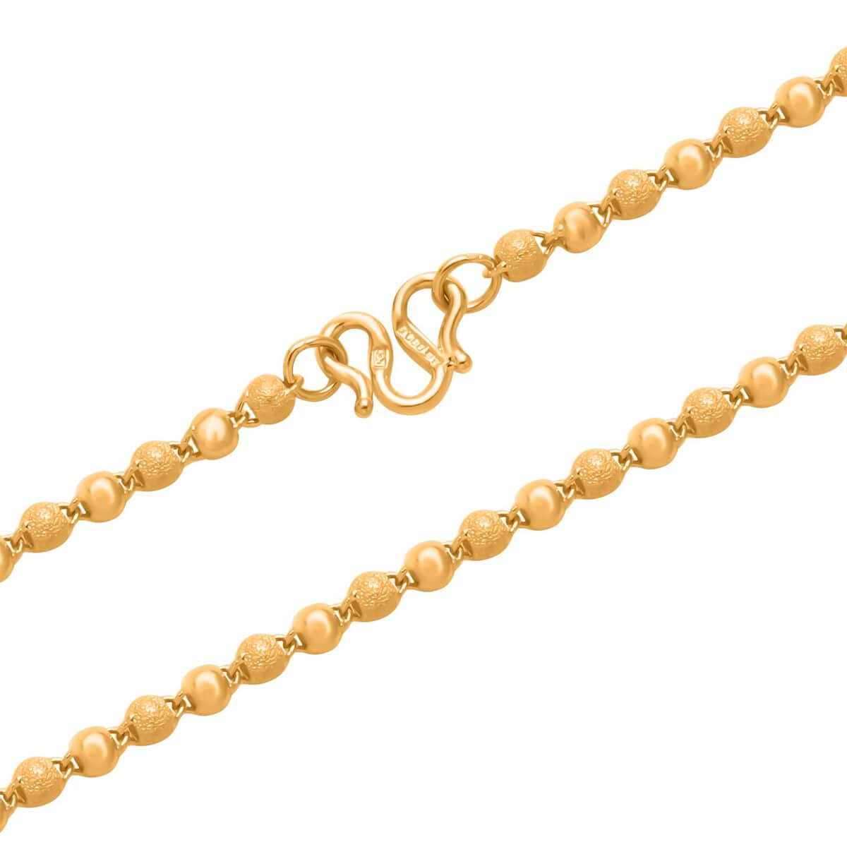 Ankur Treasure Chest 24K Yellow Gold Electroform 4mm Textured Beaded Necklace 18 Inches 14.65 Grams image number 2