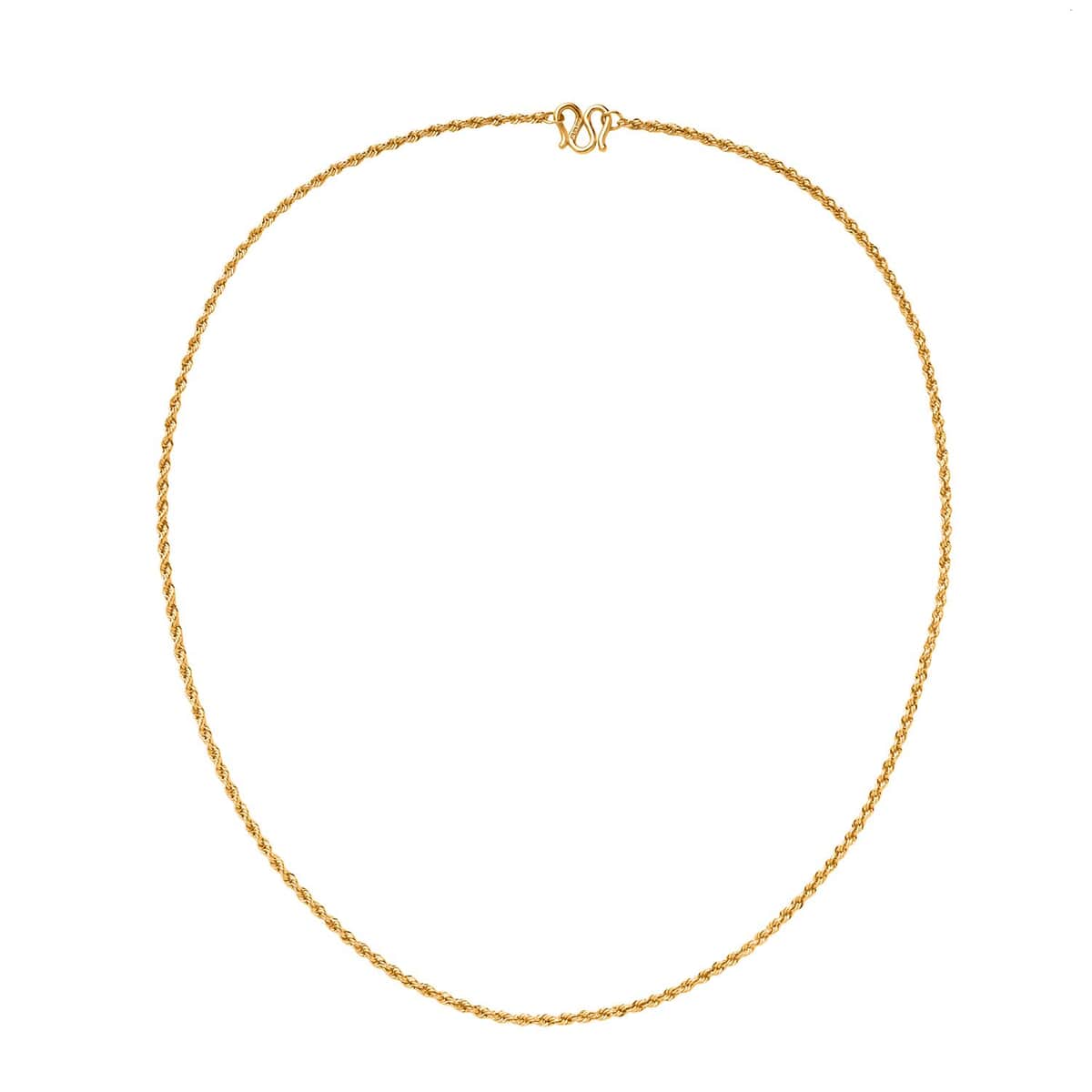 24K Yellow Gold 2mm Twisted Rope Chain Necklace 18 Inches 13.10 Grams image number 0