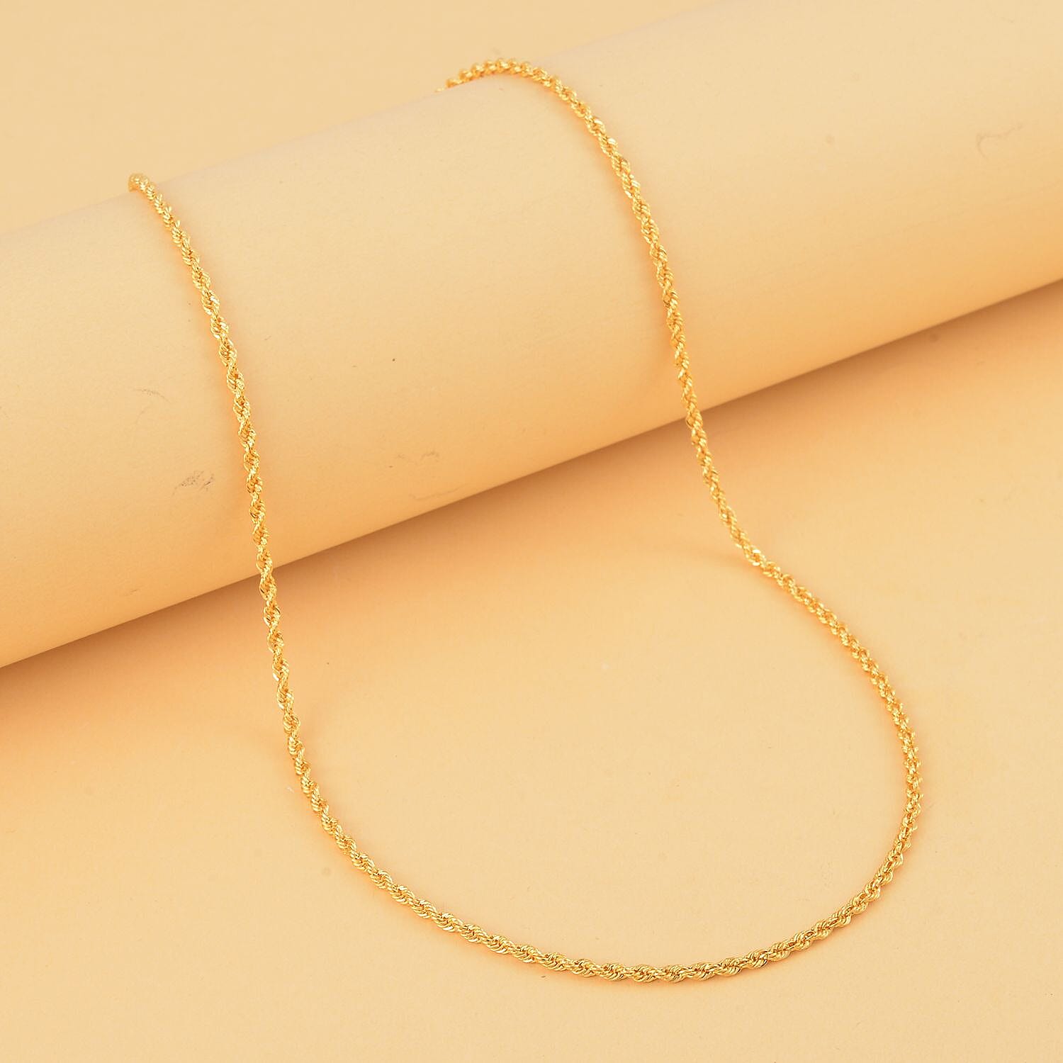 24K Yellow Gold 2mm Twisted Rope Chain Necklace 18 Inches 13.10 Grams