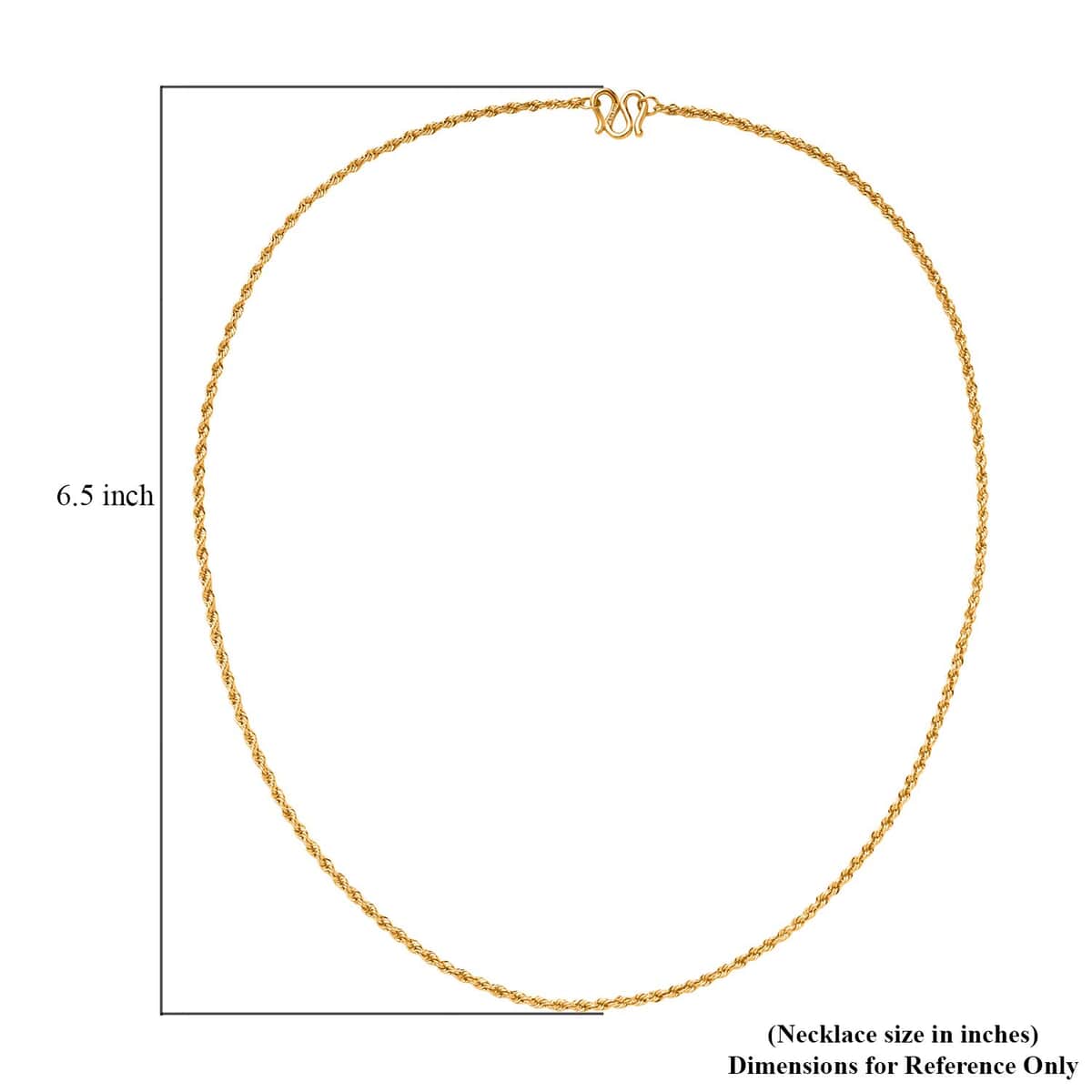 24K Yellow Gold 2mm Twisted Rope Chain Necklace 18 Inches 13.10 Grams image number 3