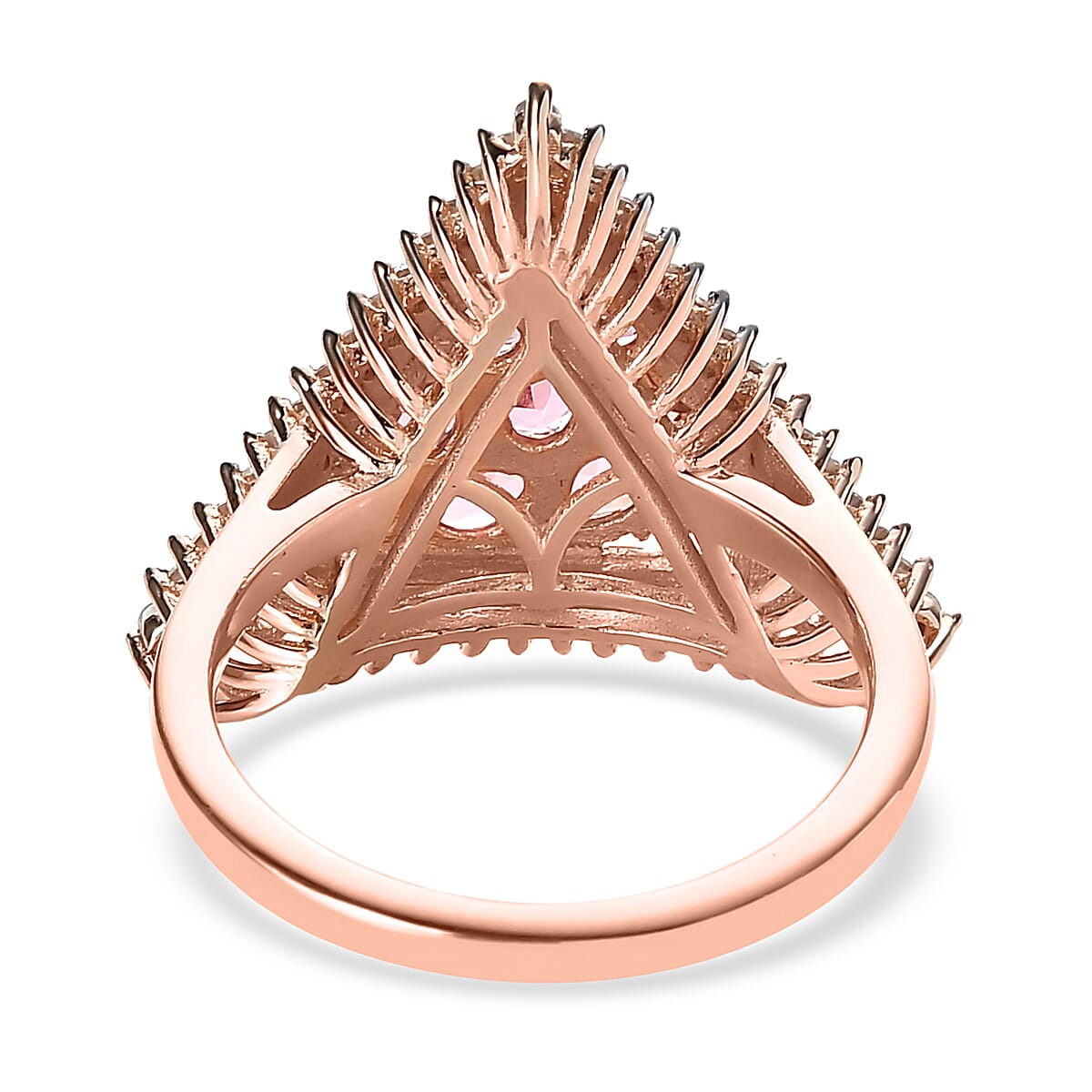 Premium Morro Redondo Pink Tourmaline and White Zircon Ring in Vermeil Rose Gold Over Sterling Silver (Size 10.0) 2.00 ctw