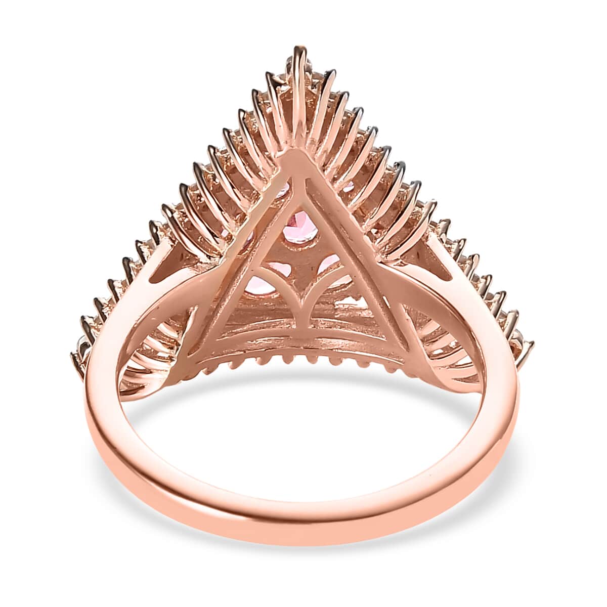 Premium Morro Redondo Pink Tourmaline and White Zircon Ring in Vermeil Rose Gold Over Sterling Silver 2.00 ctw image number 4