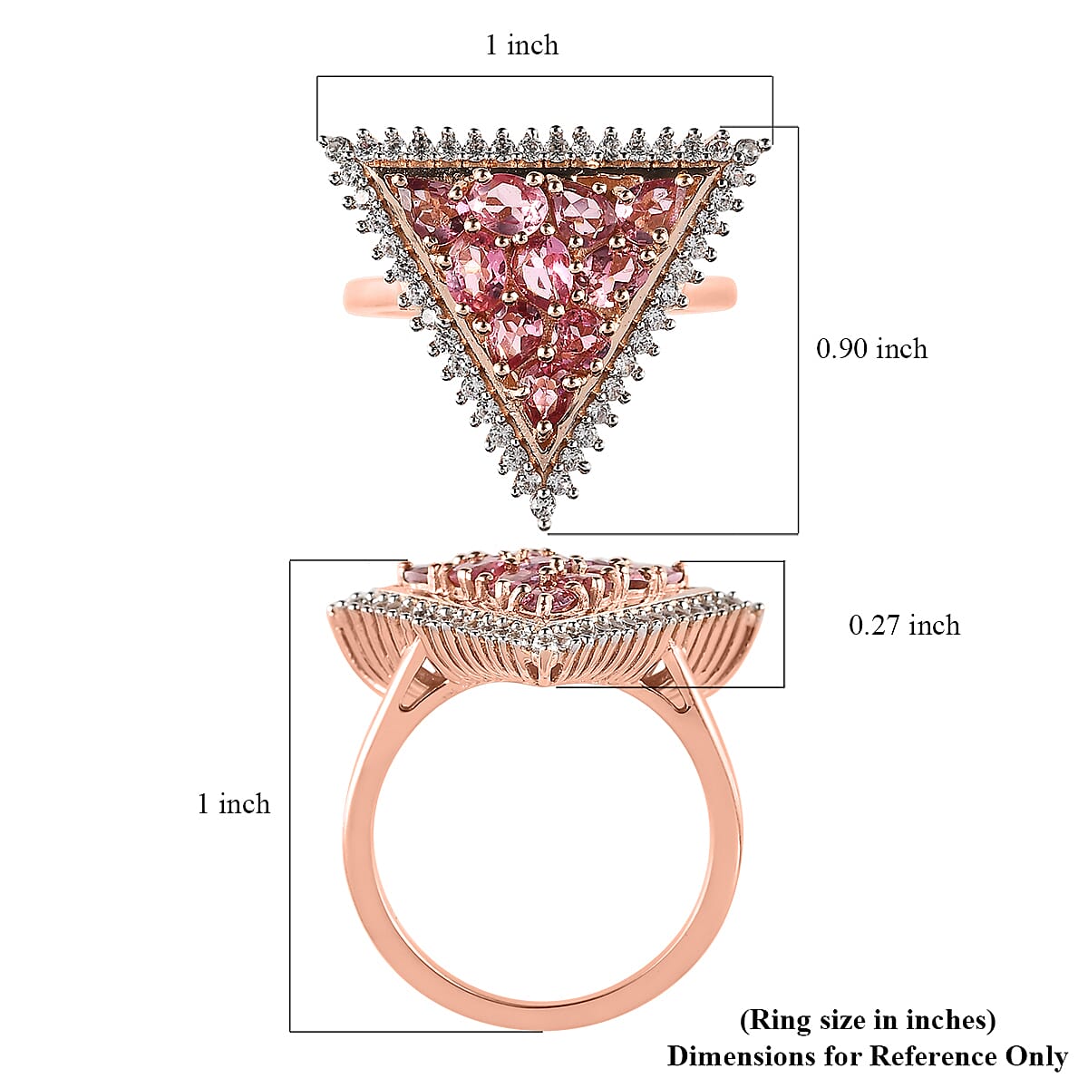 Premium Morro Redondo Pink Tourmaline and White Zircon Ring in Vermeil Rose Gold Over Sterling Silver (Size 10.0) 2.00 ctw