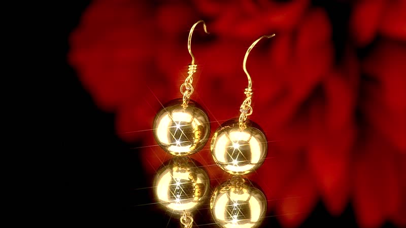 Ankur Treasure Chest 24K Yellow Gold Electroform Beads Dangle Earrings 4.50 Grams