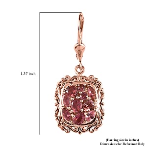 Premium Morro Redondo Pink Tourmaline Lever Back Earrings in Vermeil Rose Gold Over Sterling Silver 2.00 ctw
