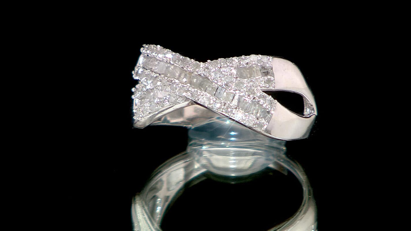 Diamond Ring in Platinum Over Sterling Silver 0.33 ctw