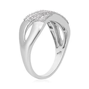 D'Joy  Diamond Infinity Shank Ring in Platinum Over Sterling Silver 0.35 ctw (Size 5.0)