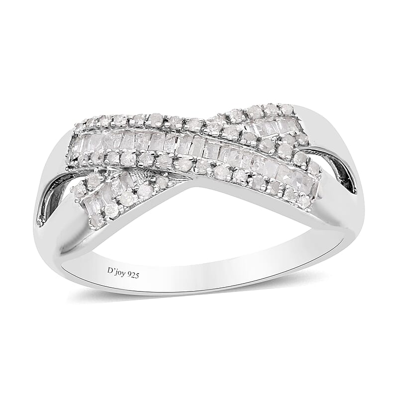 Diamond 0.35 ctw Infinity Shank Ring in Platinum Over Sterling Silver (Size 6.0)