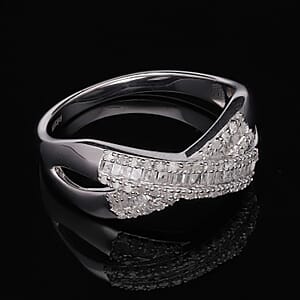 Diamond 0.35 ctw Infinity Shank Ring in Platinum Over Sterling Silver (Size 6.0) 
