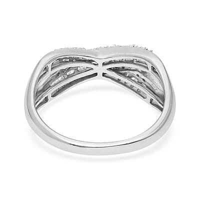 Diamond 0.35 ctw Infinity Shank Ring in Platinum Over Sterling Silver (Size 6.0)