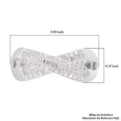 Diamond 0.35 ctw Infinity Shank Ring in Platinum Over Sterling Silver (Size 6.0)