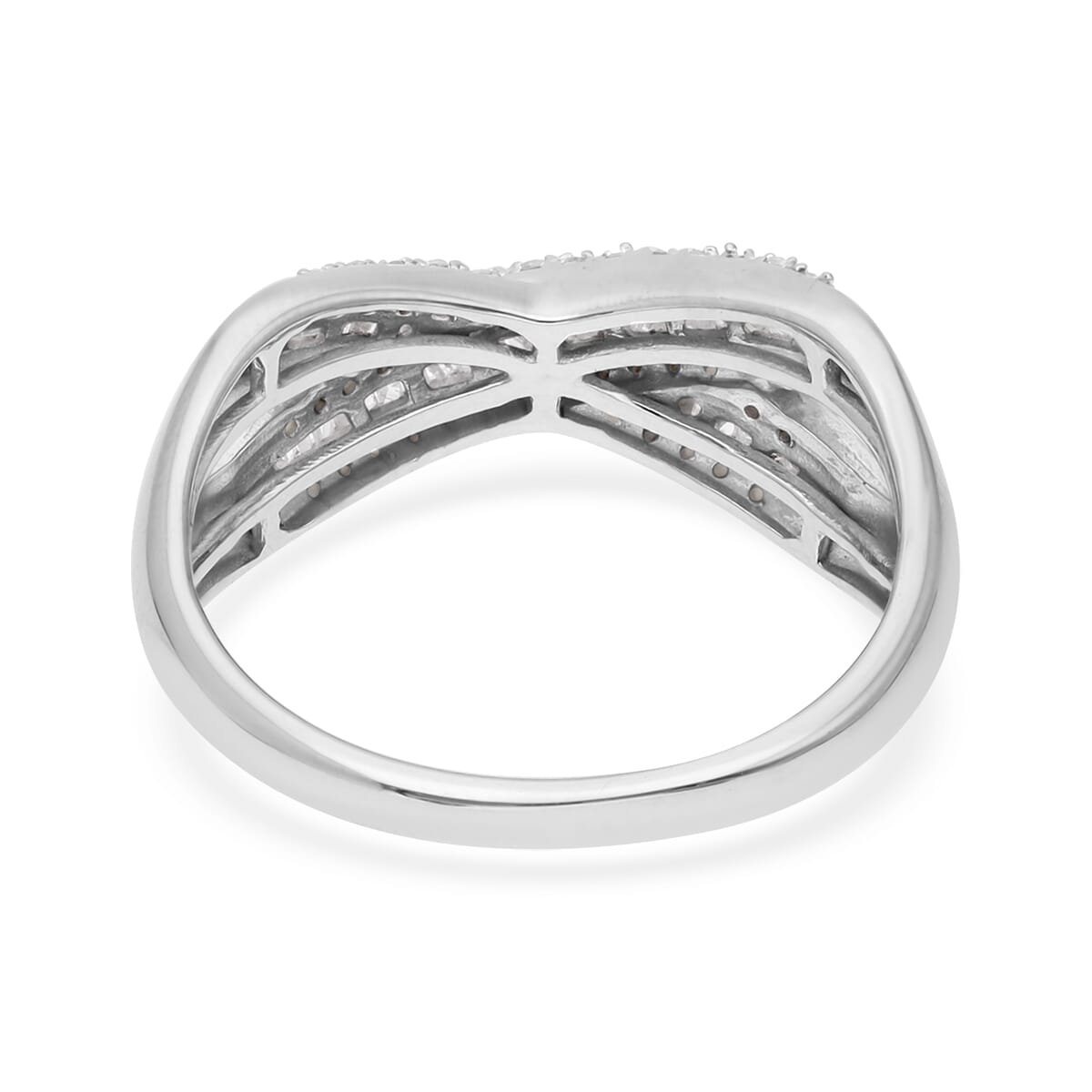Diamond 0.35 ctw Infinity Shank Ring in Platinum Over Sterling Silver (Size 7.0)  image number 4
