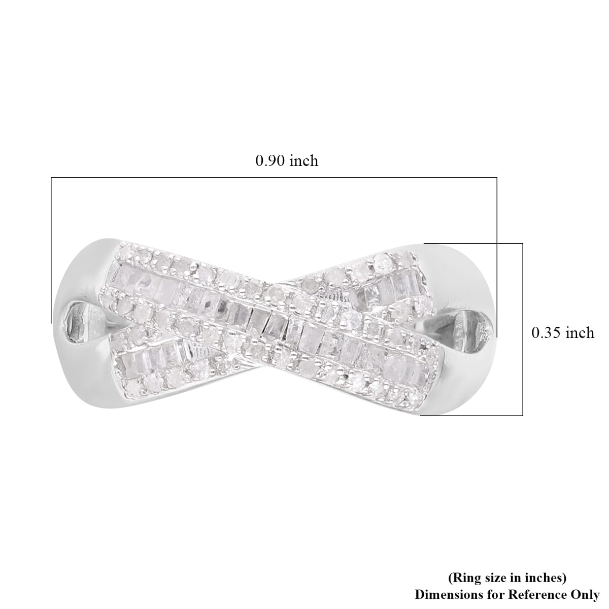 Diamond 0.35 ctw Infinity Shank Ring in Platinum Over Sterling Silver (Size 7.0)  image number 5