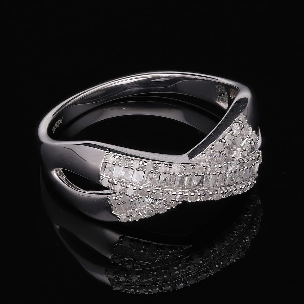 Diamond 0.35 ctw Infinity Shank Ring in Platinum Over Sterling Silver (Size 8.0)  image number 1