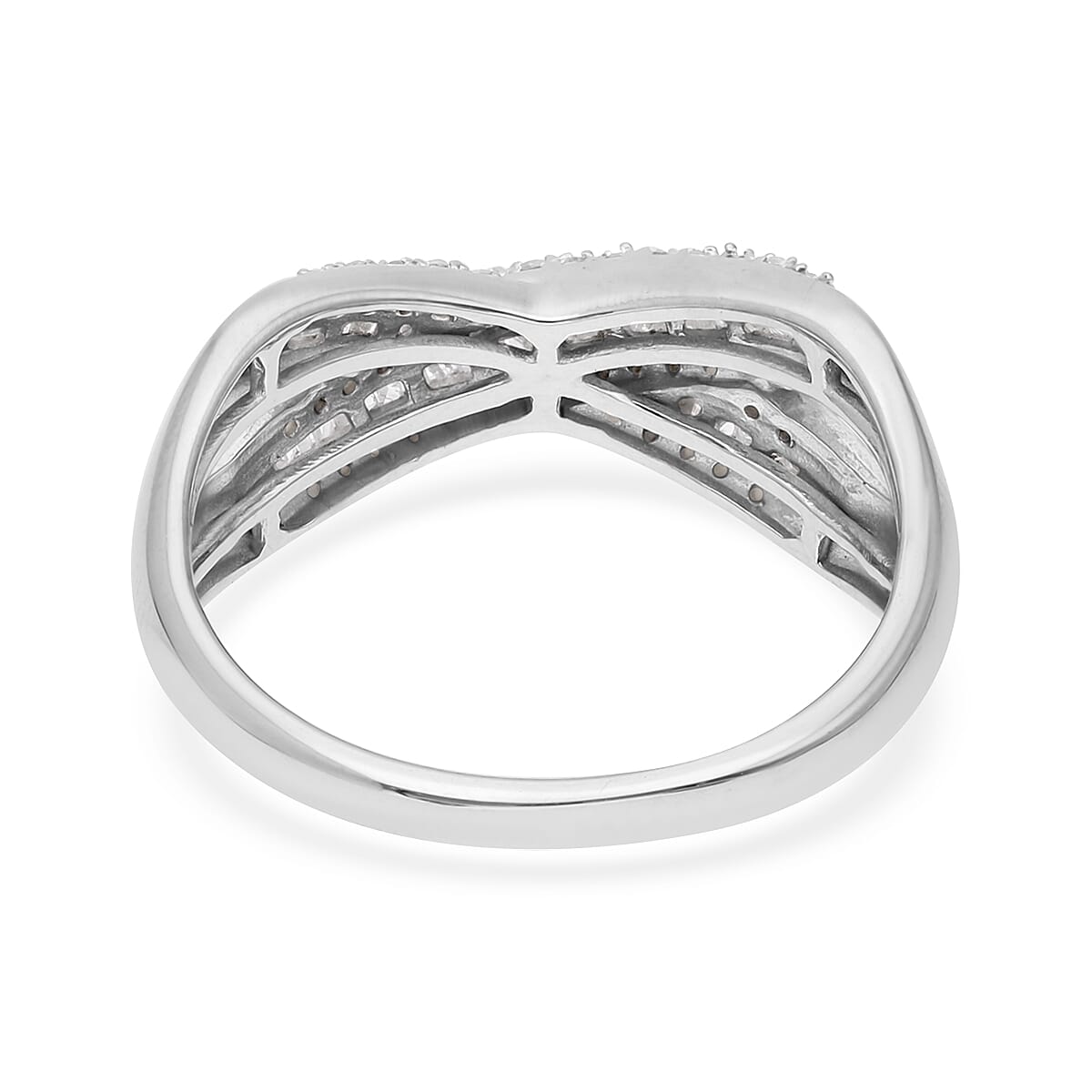 Diamond 0.35 ctw Infinity Shank Ring in Platinum Over Sterling Silver (Size 8.0)  image number 4