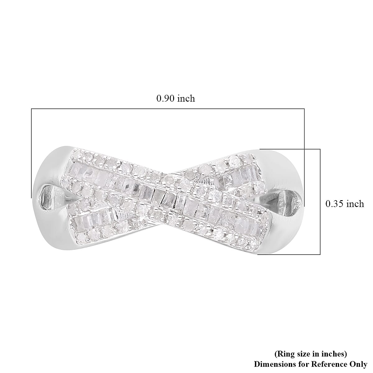 Diamond 0.35 ctw Infinity Shank Ring in Platinum Over Sterling Silver (Size 8.0)  image number 5