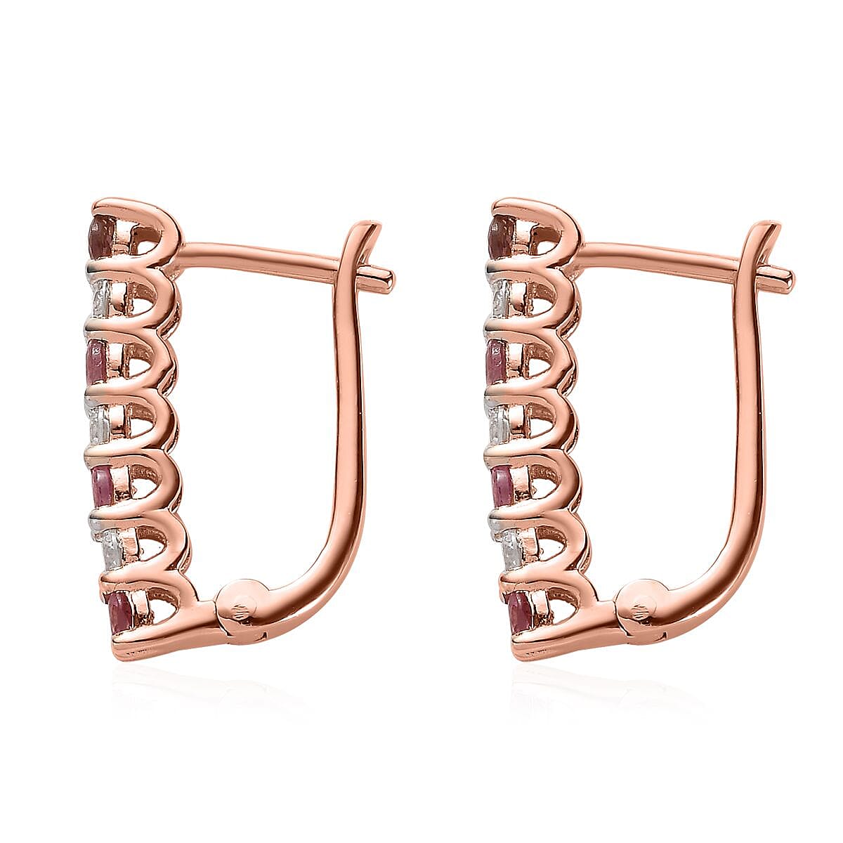 Premium Morro Redondo Pink Tourmaline and White Zircon Hoop Earrings in Vermeil Rose Gold Over Sterling Silver 1.00 ctw