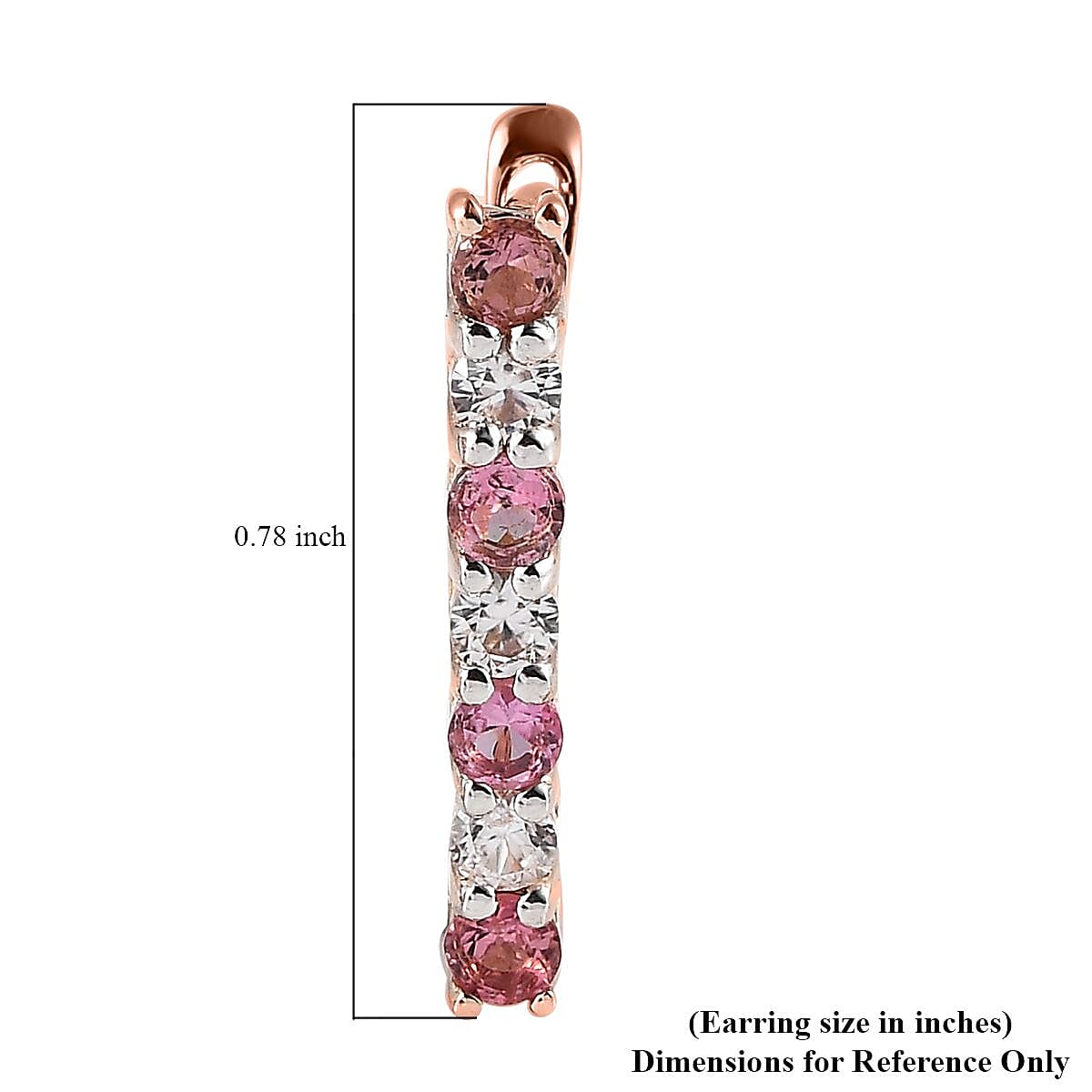 Premium Morro Redondo Pink Tourmaline and White Zircon Hoop Earrings in Vermeil Rose Gold Over Sterling Silver 1.00 ctw