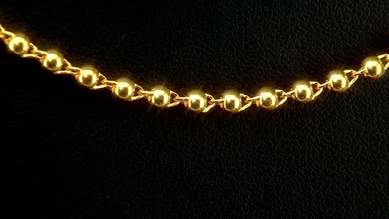 24K Yellow Gold Electroform 3mm Beaded Necklace 18 Inches 10.70 Grams