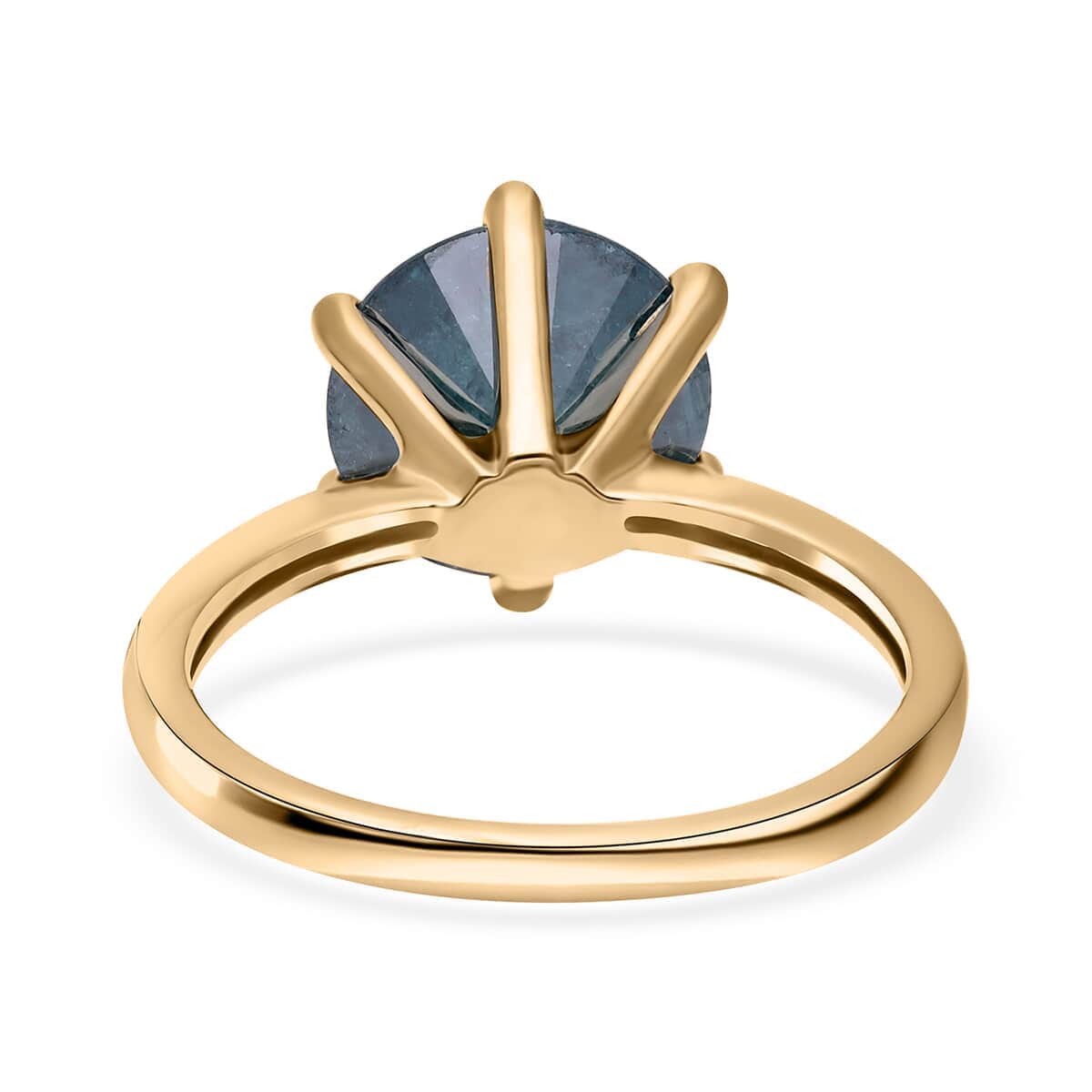 SGL Certified Luxoro 10K Yellow Gold Blue Diamond Solitaire Ring (Size 10.0) 3.50 ctw image number 4