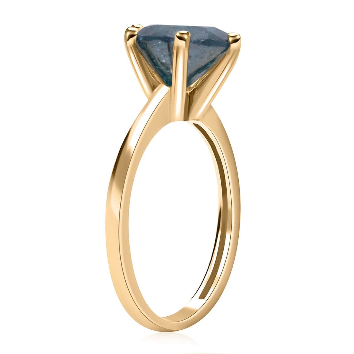 SGL Certified Luxoro 10K Yellow Gold Blue Diamond Solitaire Ring (Size 9.0) 3.50 ctw image number 3