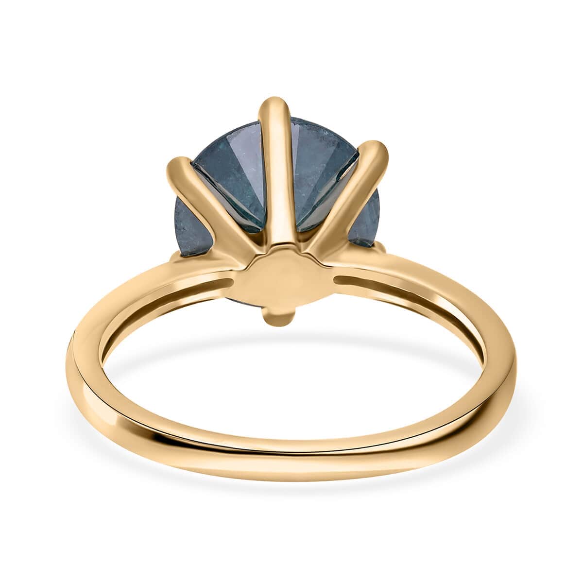 SGL Certified Luxoro 10K Yellow Gold Blue Diamond Solitaire Ring (Size 9.0) 3.50 ctw image number 4