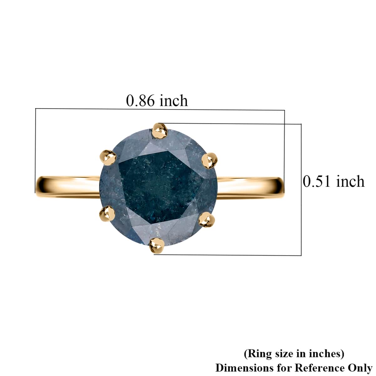 SGL Certified Luxoro 10K Yellow Gold Blue Diamond Solitaire Ring (Size 9.0) 3.50 ctw image number 5