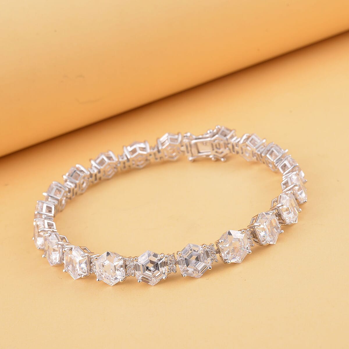 Lustro Stella Finest CZ Tennis Bracelet in Platinum Over Sterling Silver (7.25 In) 69.85 ctw image number 1