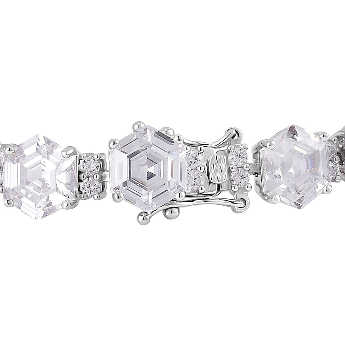 Lustro Stella Finest CZ Tennis Bracelet in Platinum Over Sterling Silver (7.25 In) 69.85 ctw image number 2