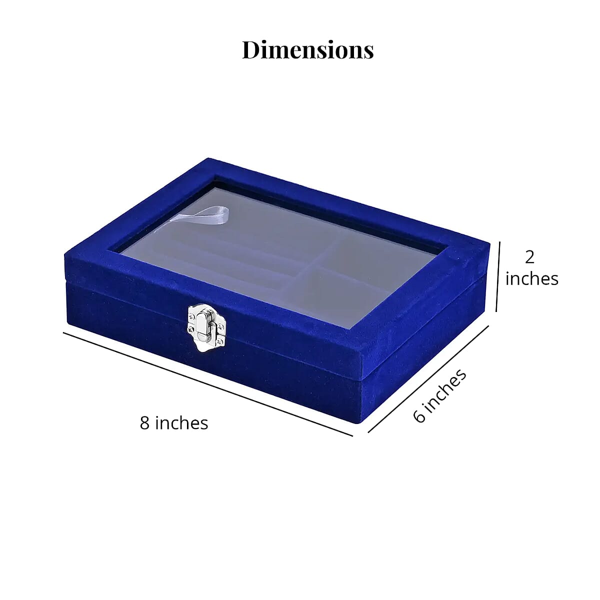 Navy Blue Velvet Jewelry Box with Anti Tarnish Lining & Lock (Rings Hold Up to 28, Brooch, Pendant, Earrings) image number 6