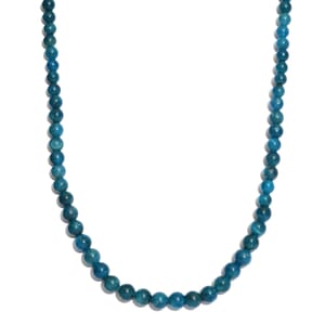 Malgache Neon Apatite Beaded Necklace 20 Inches in Sterling Silver 155.00 ctw