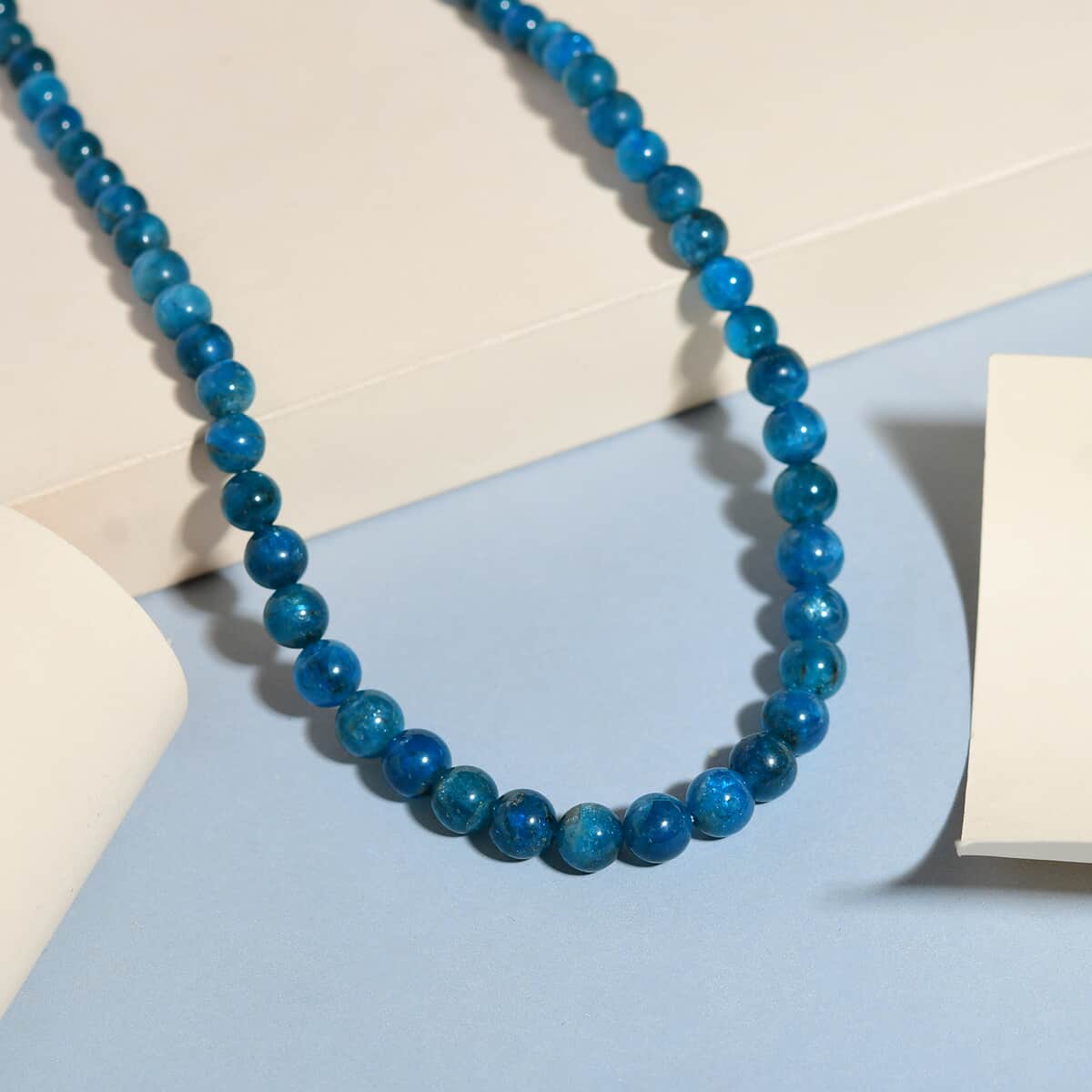 Malgache Neon Apatite Beaded Necklace 20 Inches in Sterling Silver 155.00 ctw image number 1